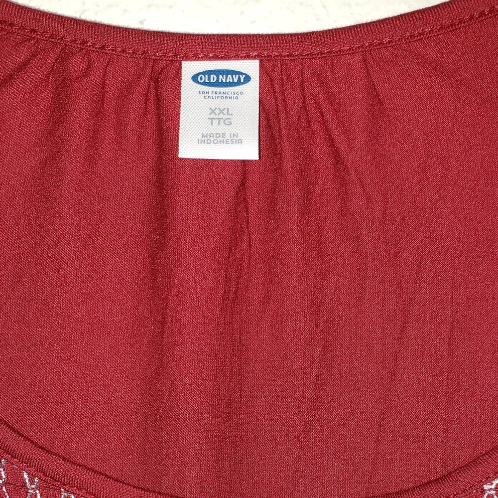 OLD NAVY MAROON SILVER  TOP 3/4 SLEEVED - Picture 3 of 5